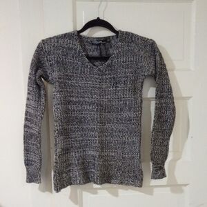 Ashley by 26 International Black and Gray Marled V-Neck Sweater